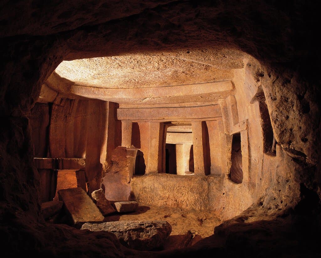 The Ħal Saflieni Hypogeum is an outstanding underground burial complex that bears testimony to a civilization that has disappeared. It was in use between 4000 BC and 1500BC. Covering a remarkable 500 square metres, it was amongst the first Maltese entries on the UNESCO World Heritage List together with the Ġgantija Megalithic Site.