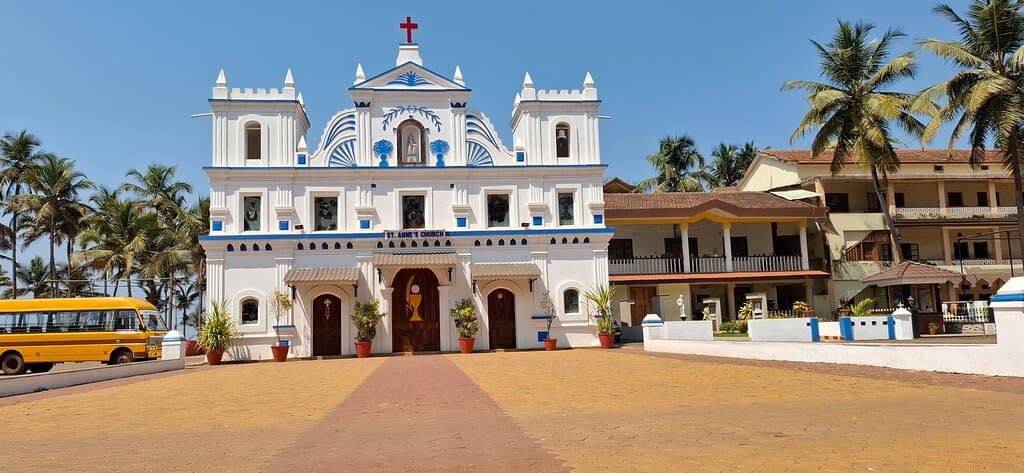 Looking at the Church with St Anne's Institute next-door 