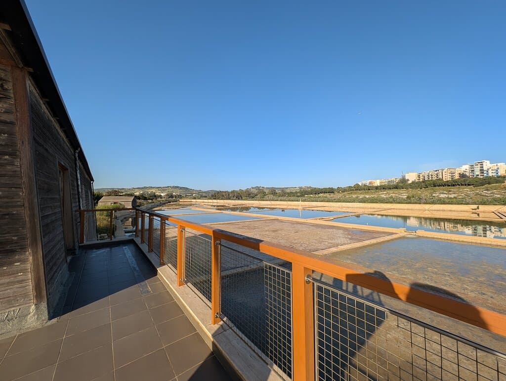 Stunning view of the Salina saltpans 