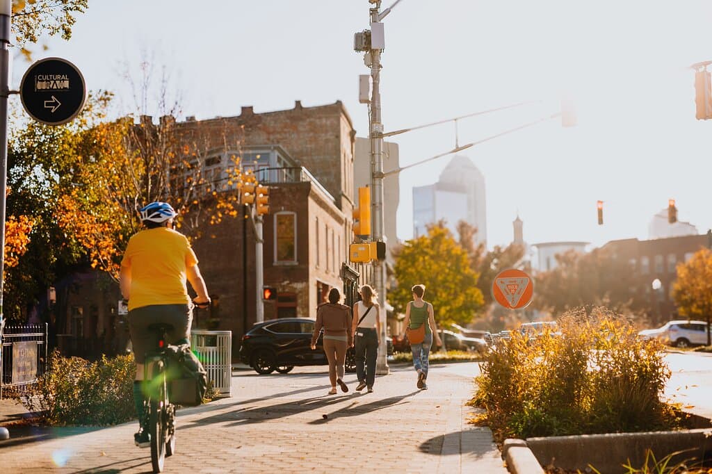 The Indianapolis Cultural Trail creates, inspires and sustains connections and cultural experiences that are accessible for all.  The Indianapolis Cultural Trail is both a 501(c)(3) not-for-profit organization and a world class, internationally recognized linear park: The Indianapolis Cultural Trail: A Legacy of Gene and Marilyn Glick.
