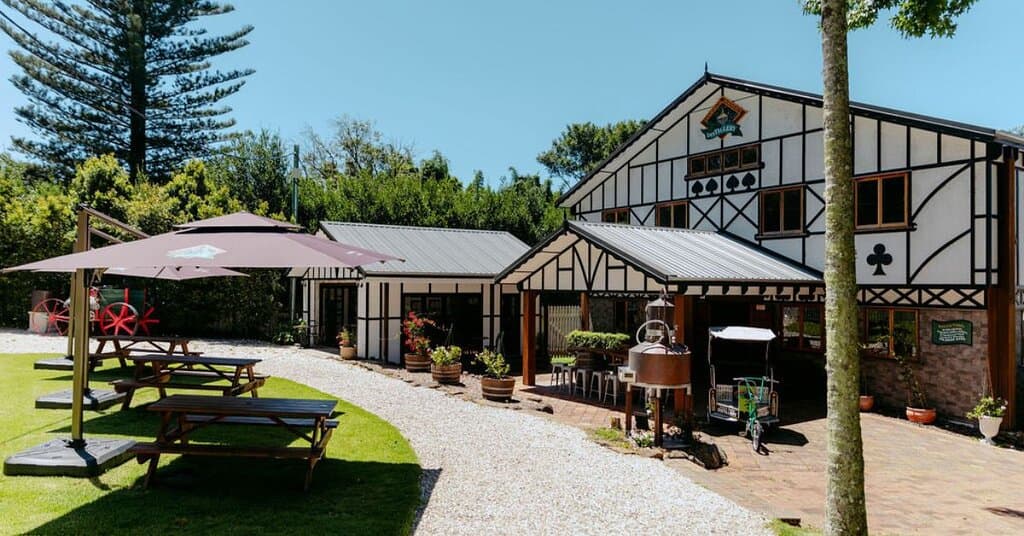 The colourful exterior of Tamborine Mountain Distillery, a welcoming sight on arrival.