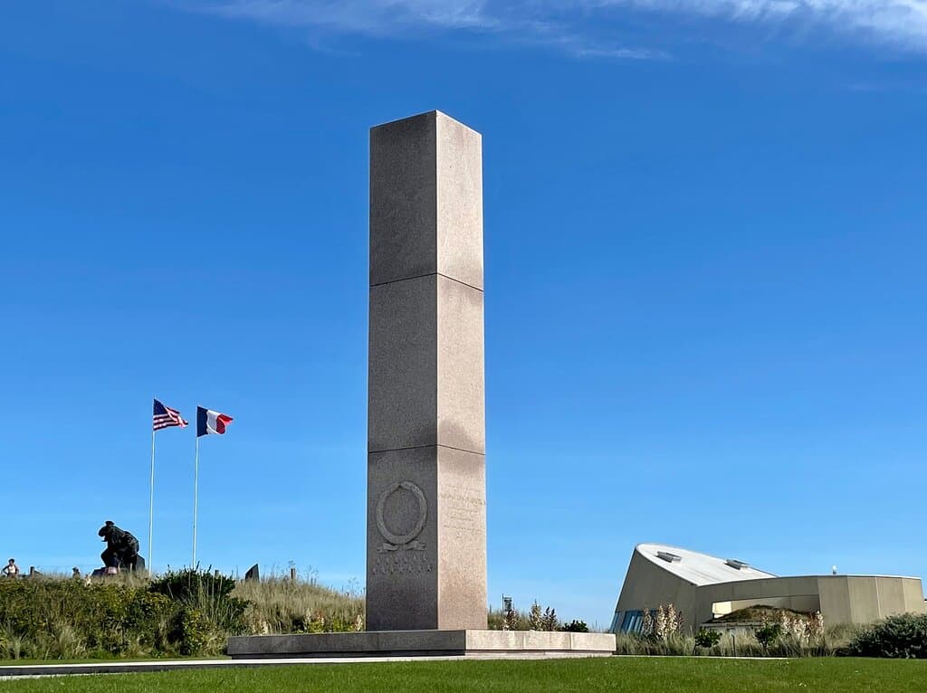 The Utah Beach Monument is one of several WWII monuments dedicated to the men who landed on the Utah beachfront on D-Day. A tall, red granite, block-like obelisk, it was inaugurated on June 6, 1984 on the 40th anniversary of D-Day.