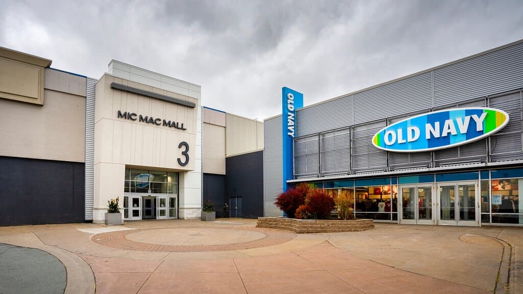 Mic Mac Mall Entrance 3 and the exterior entrance to Old Navy. 