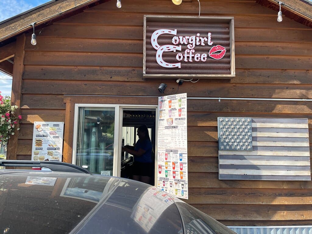 This is Cowgirl Coffee stand outside in Kalispell, Montana! 