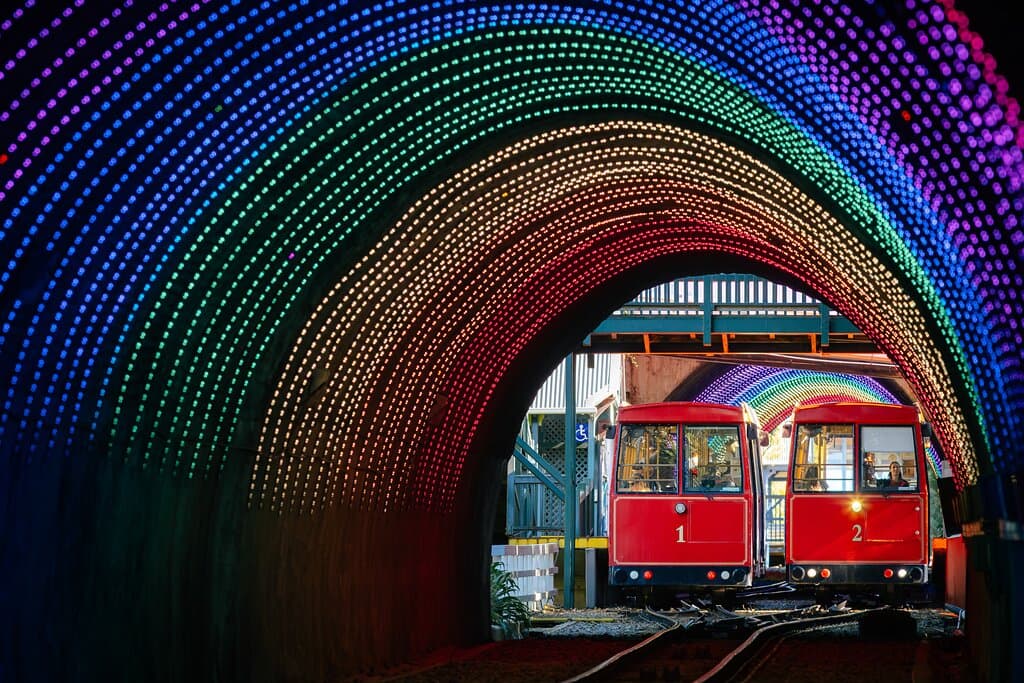 The tunnel lights.