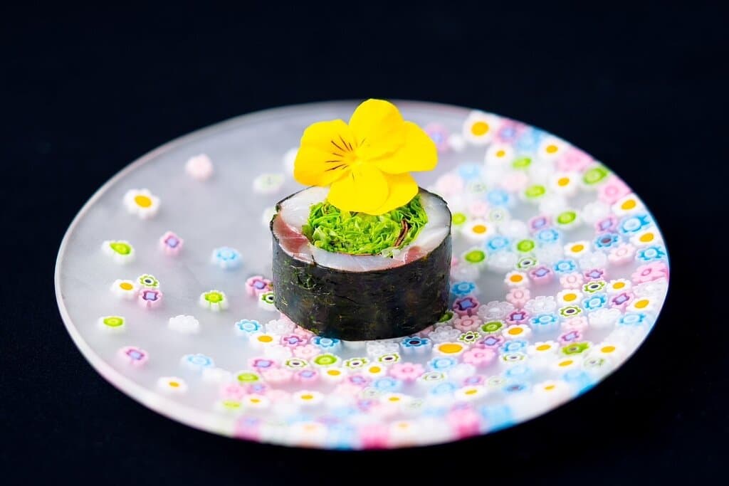 Our signature dish at Udatsu : the seasonal herb roll