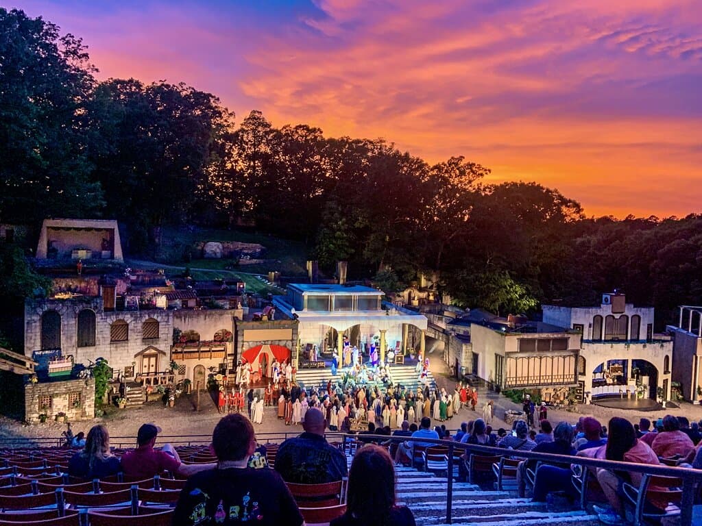 The Great Passion Play has been performed in Eureka Springs, Arkansas since 1968. Over 8 million people have seen it, making it the largest attended outdoor drama in America.