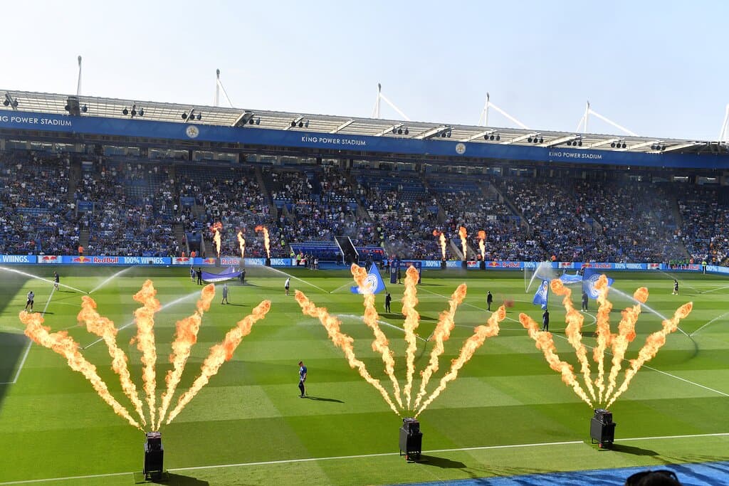 Flame jets blazing, flags waving and a wall of noise at King Power Stadium before Leicester City vs. Sheffield Wednesday, our first home game of 2025/26.