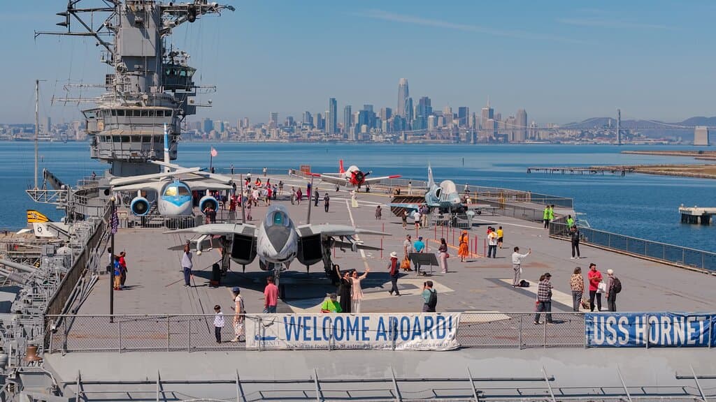 The USS Hornet Sea, Air & Space Museum is a museum ship, located on the southernmost pier of the former Naval Air Station Alameda in Alameda, California, US.