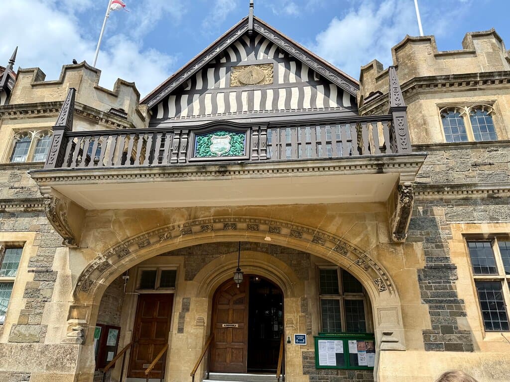Lynton’s Town Hall stands prominently on the main street & is a Grade II listed building, with a very striking Tudor-style facade. 

