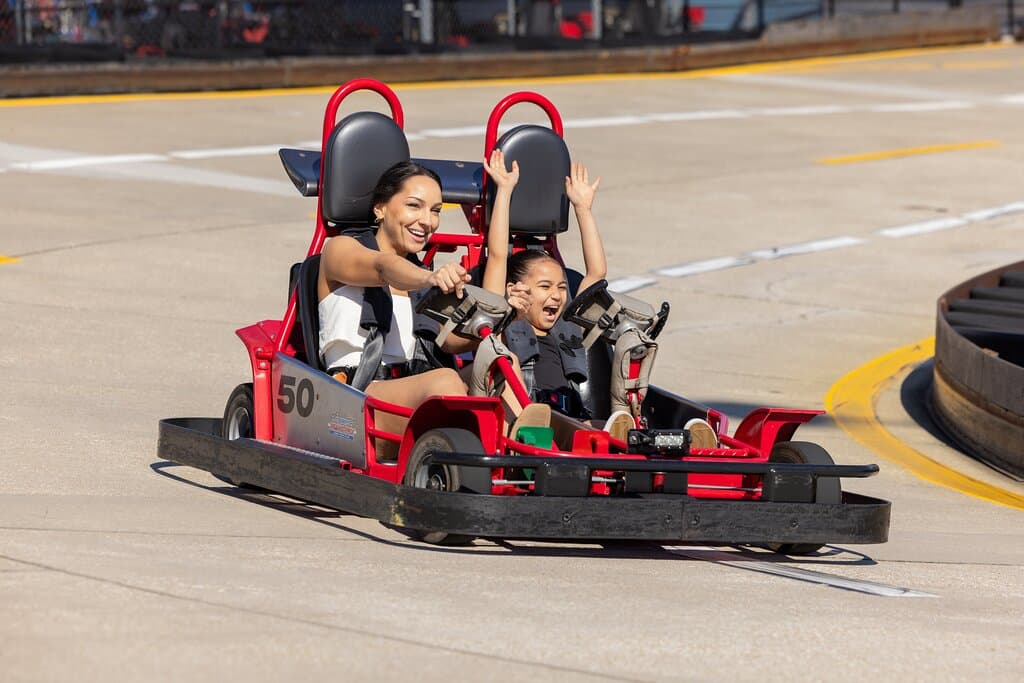 Speed on over for one of the most exciting attractions on the beach perfect for the whole family! Broadway Grand Prix offers tracks for all skill levels. We feature seven unique go-kart tracks the entire family is sure to enjoy. Experience twisting and turning fun on the High Bank Oval Track, Fast Track, Family Track, Speed Racer, Kids Track, Junior Racer & Slick Track!