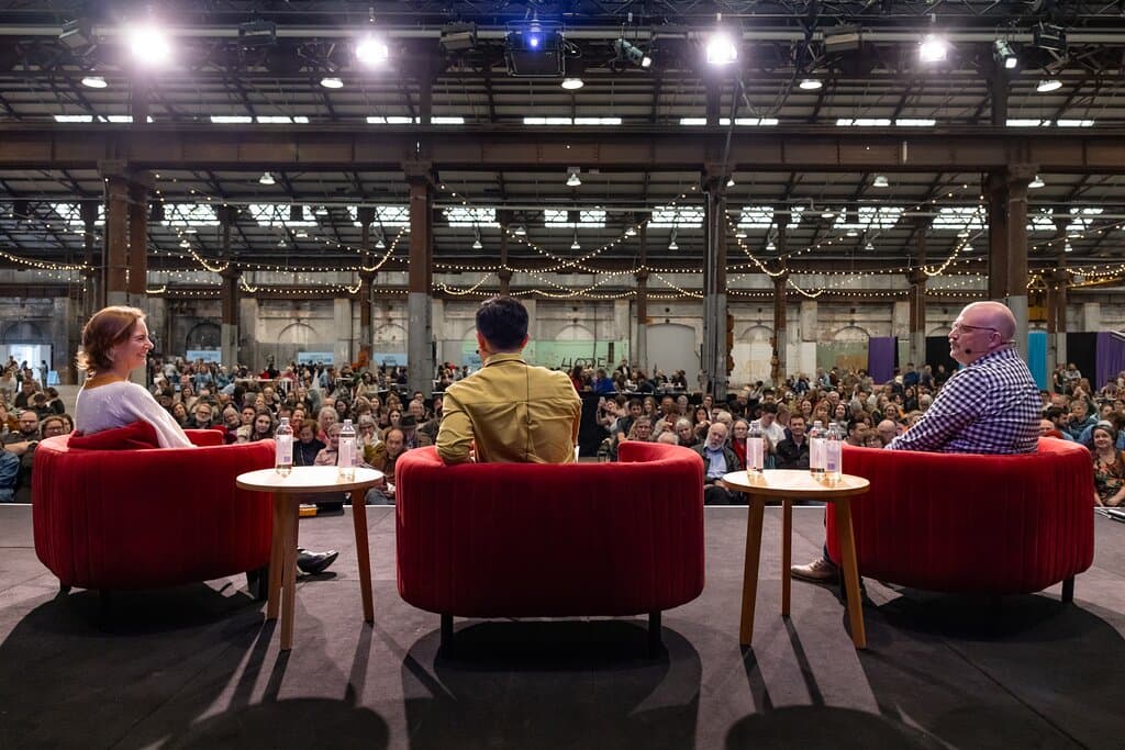 Authors onstage at Sydney Writers' Festival at the Carriageworks.