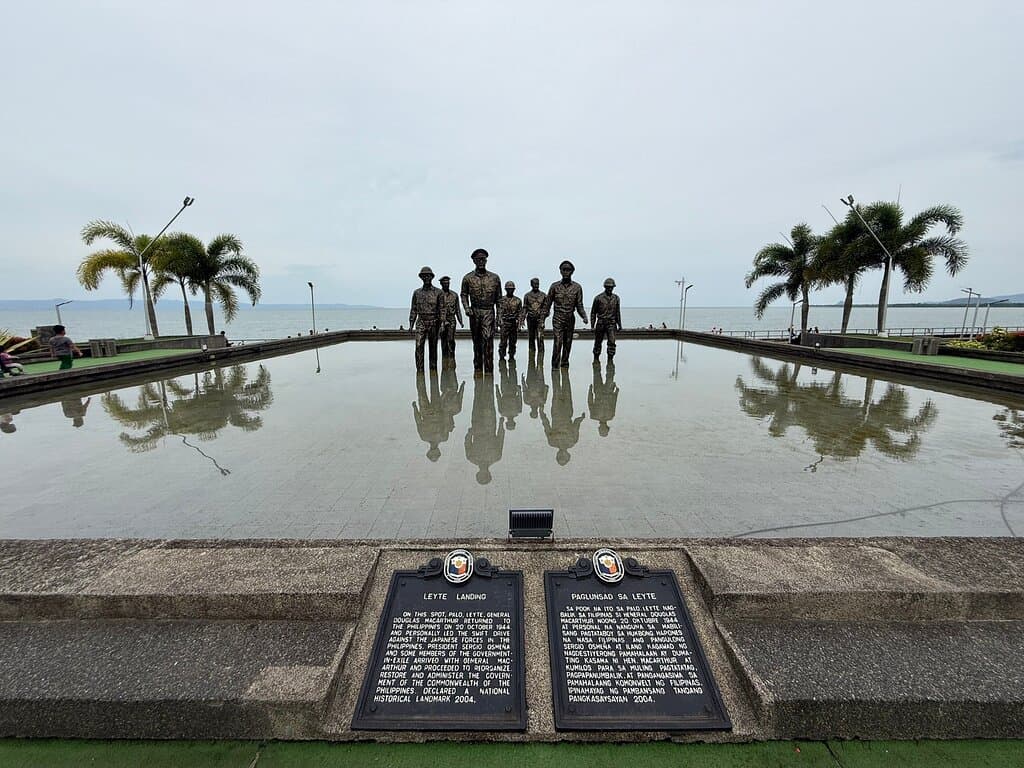 MacArthur landing spot in Leyte upon his return to the Philippines.