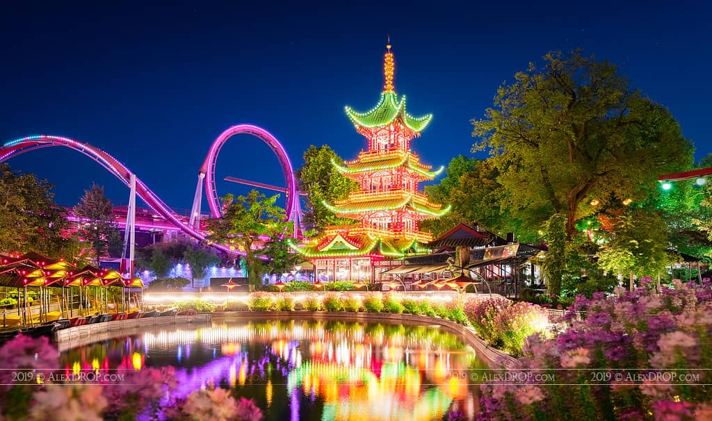 Illuminated Gardens at Night