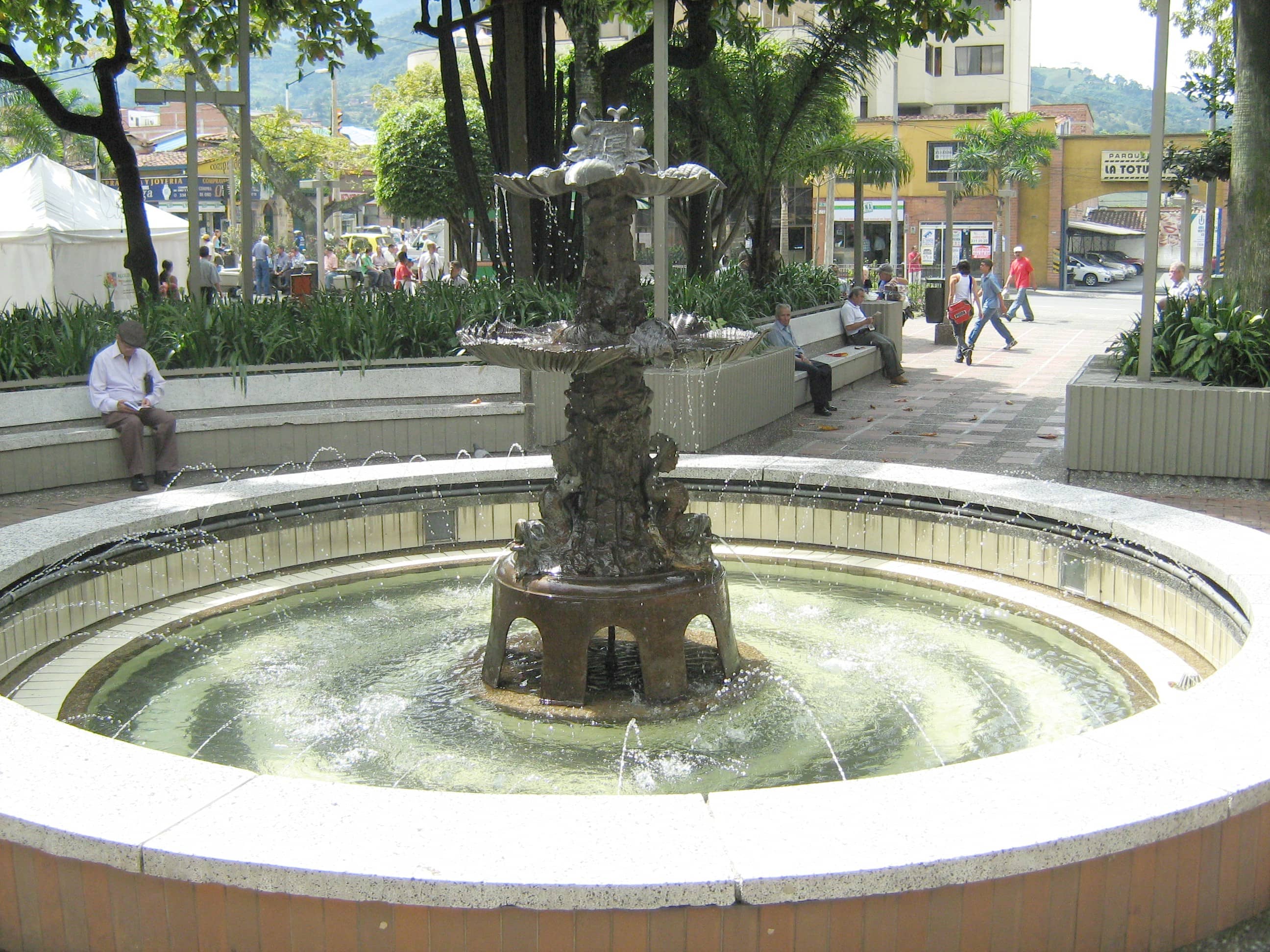 Shaded Benches & Fountain
