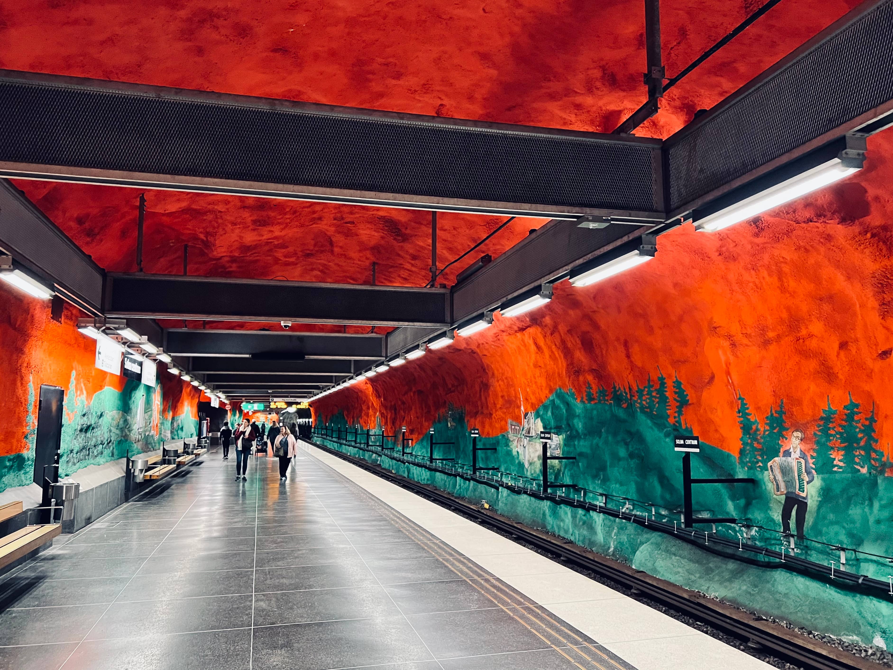 Solna Centrum's Dramatic Red Forest