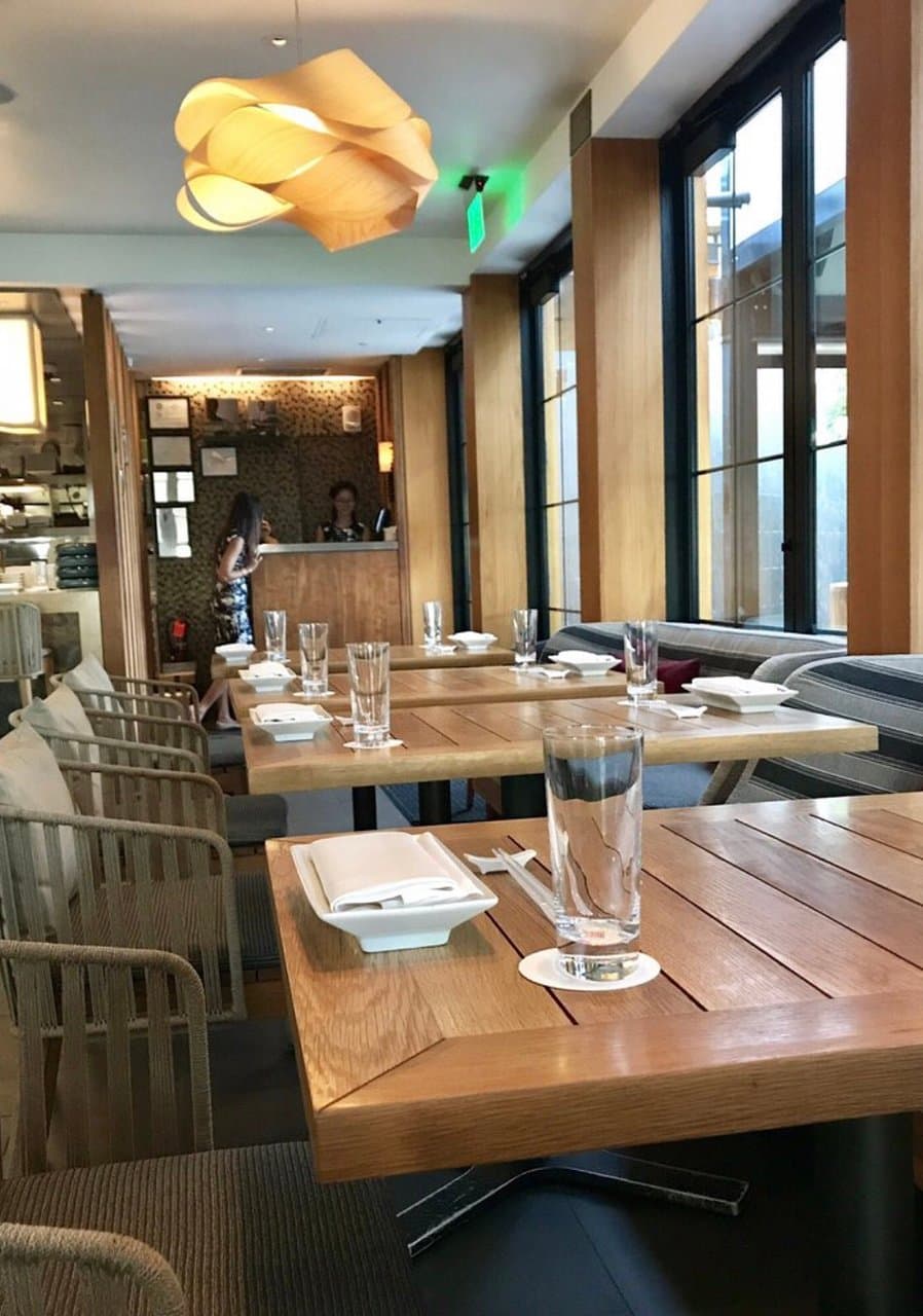 Here is the table setting. Simple right, chopsticks, plate and napkin.