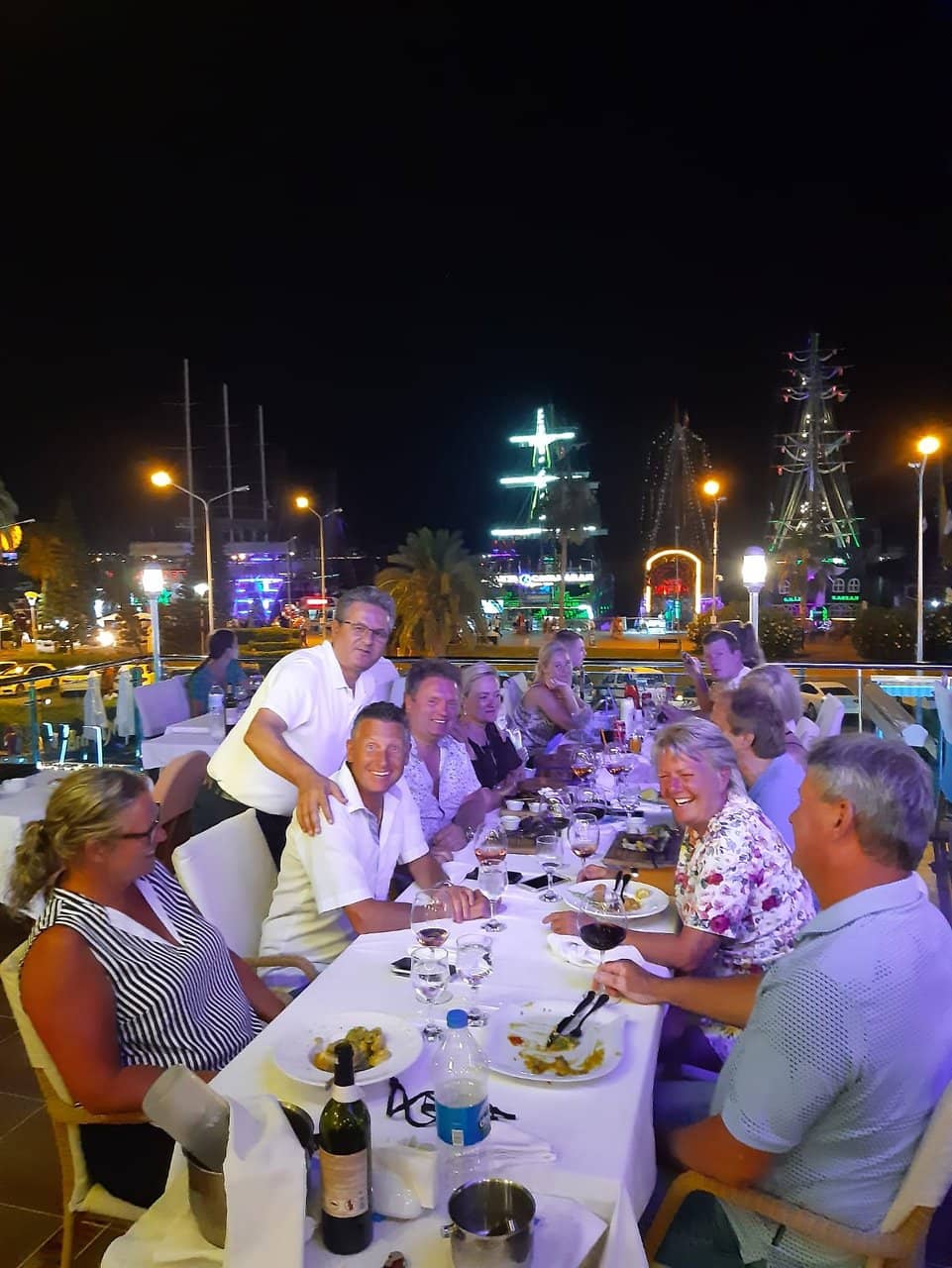 Illuminated Harbor at Night