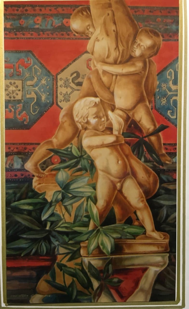 Putti : watercolor on paper