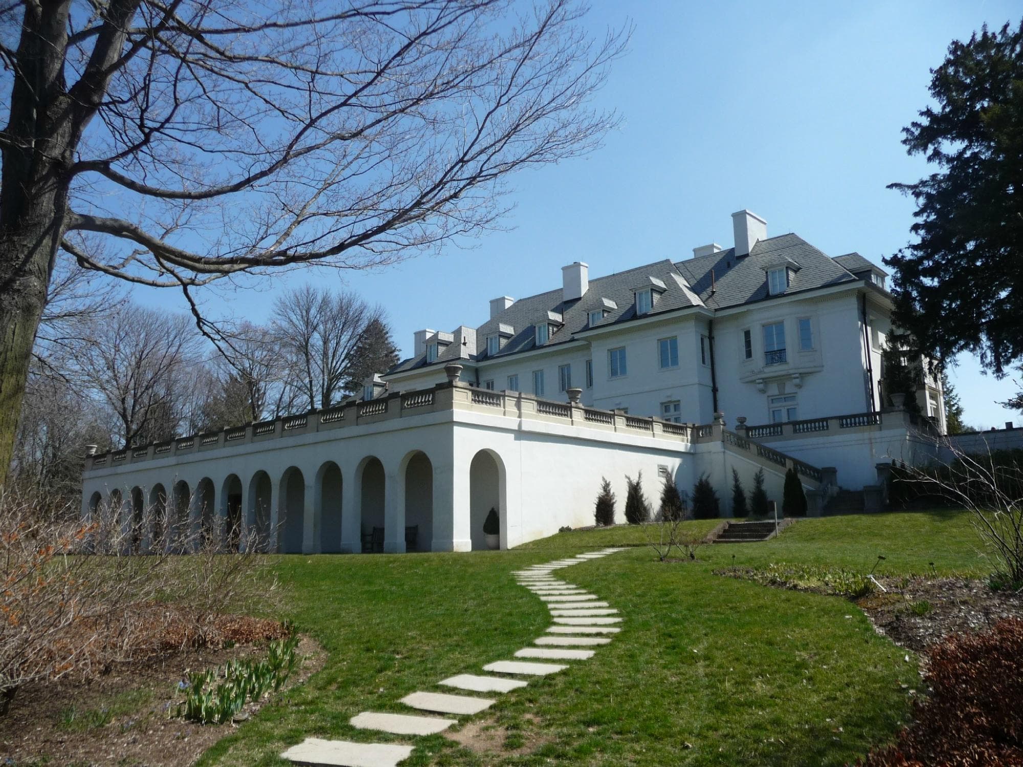 View of the back of Oldfields - Lilly House & Gardens