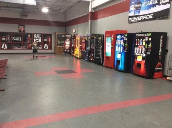 another lobby view, notice the only place to put on skates is the six seats on the left of the p