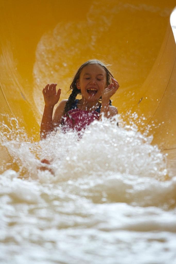 Fun on the waterslide.