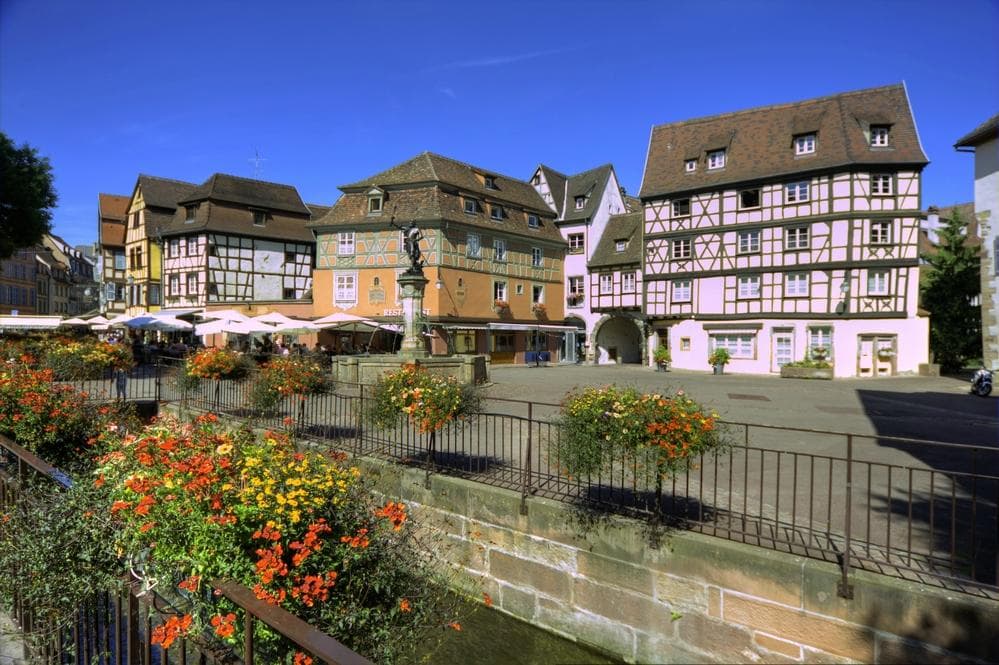 The Schwendi Fountain surrounded by beautiful homes