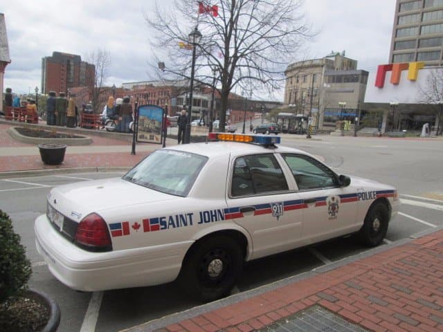 Former St John Police car viewed from museum entrance