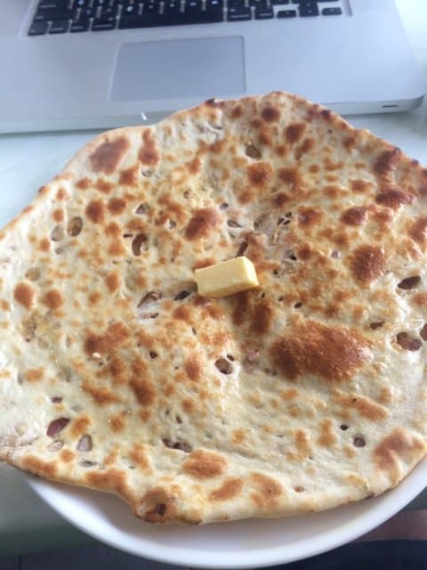 Garlic, butter and potato naan - deslish!