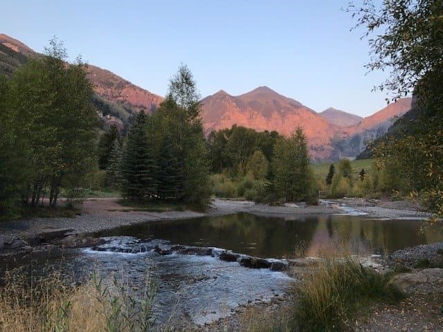 View just steps away from our Telluride City Park Campsite