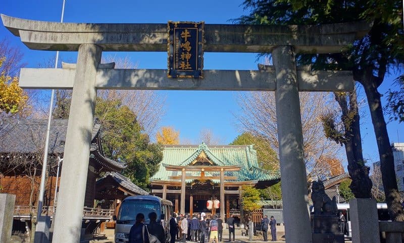 鳥居は道路の反対側にあります