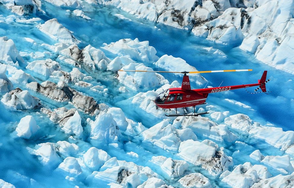 Vivid blue glacier pools
