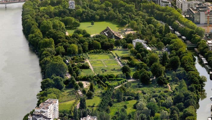 Vue aérienne du Parc de l'Ile Saint-Germain (Issy-les-Moulineaux)