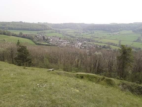 View of Uley village from Uley Bury