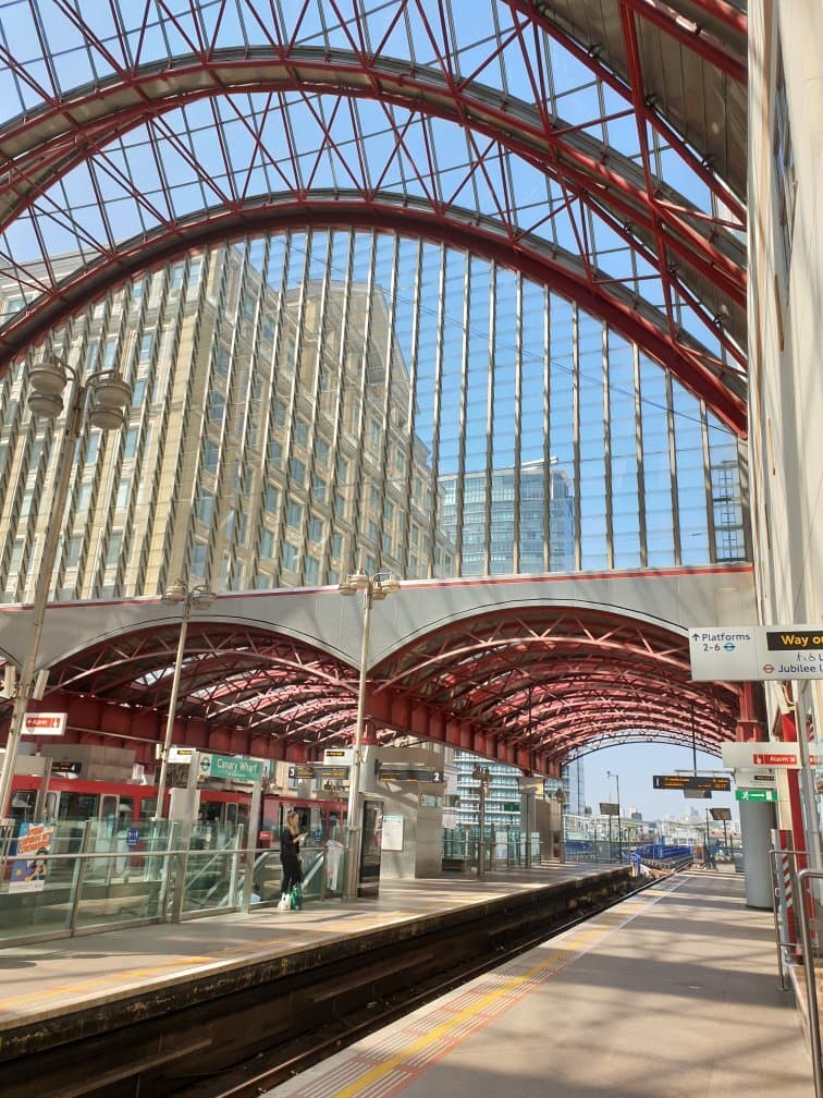 Docklands Light Railway. A comprehensive mass light rail transit system in the Docklands/East and South Eastern areas of the city. May 2021.