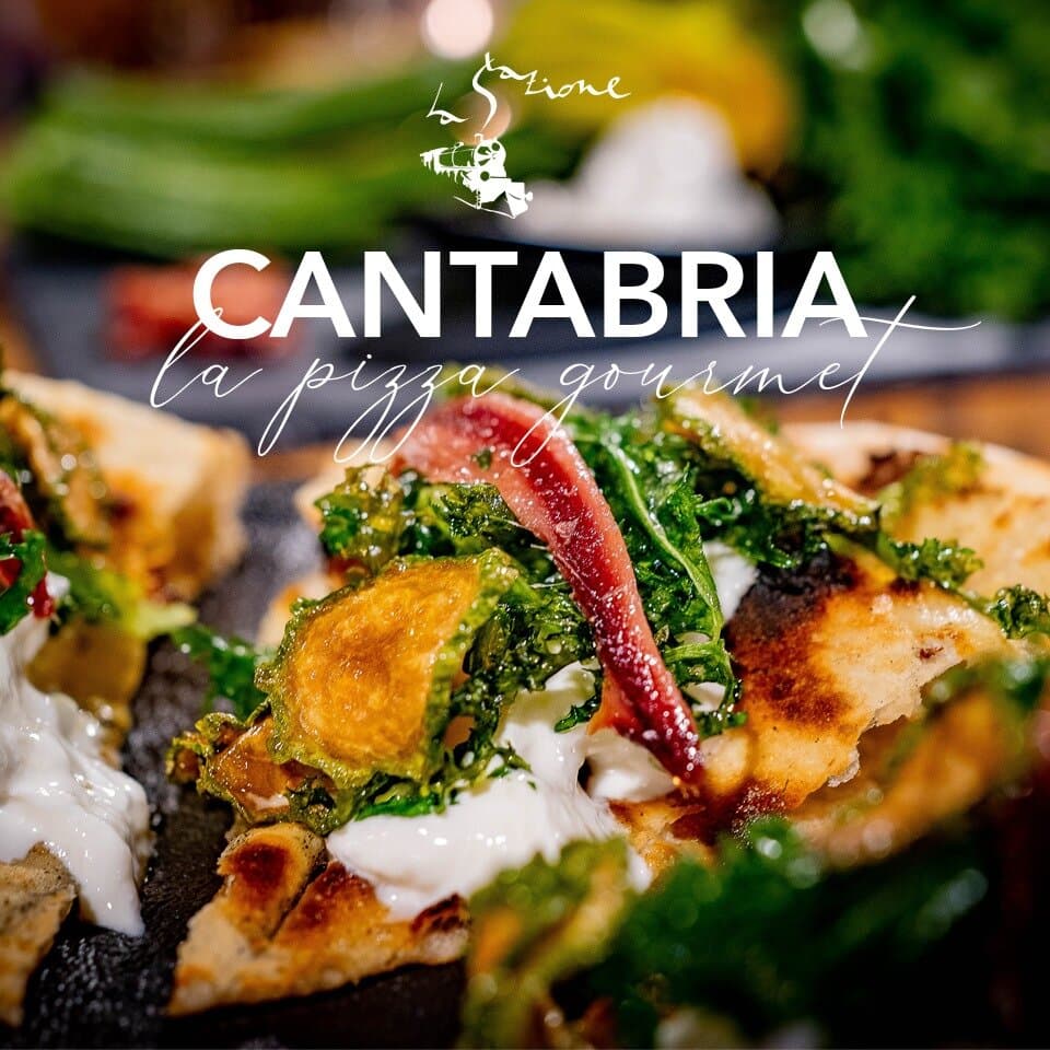 La Cantabria.focaccia burrata,indivia riccia croccante,zucchine alla scapece e alici del cantabrico