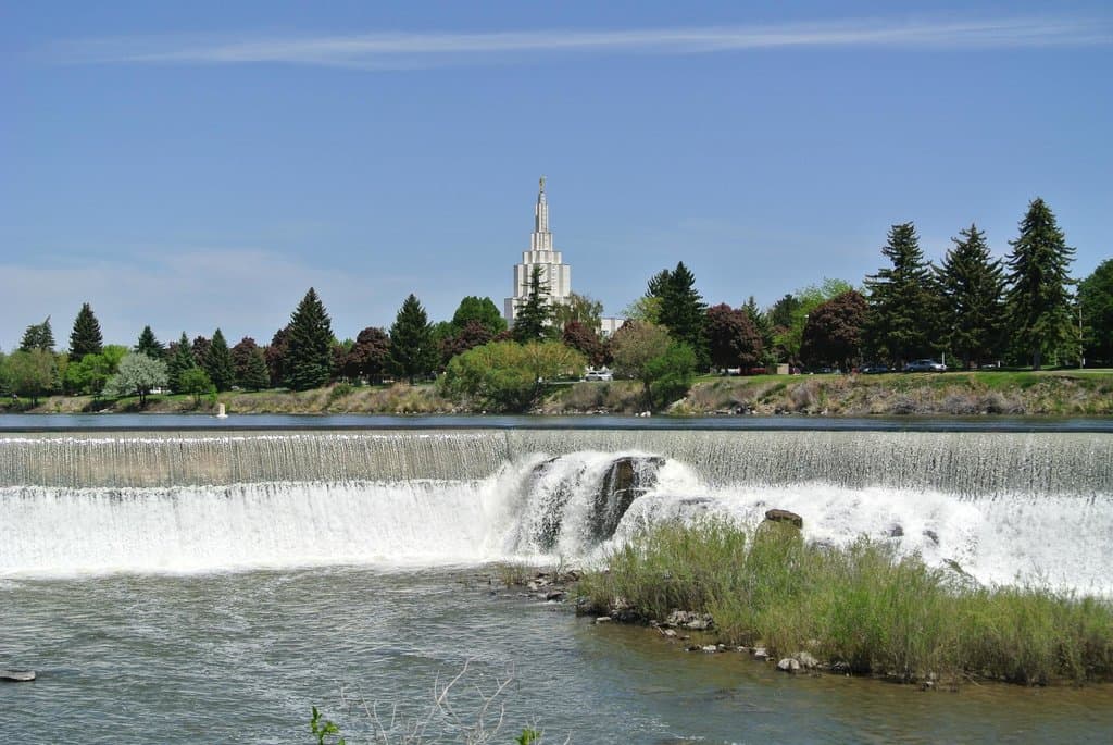 Falls with Temple in background