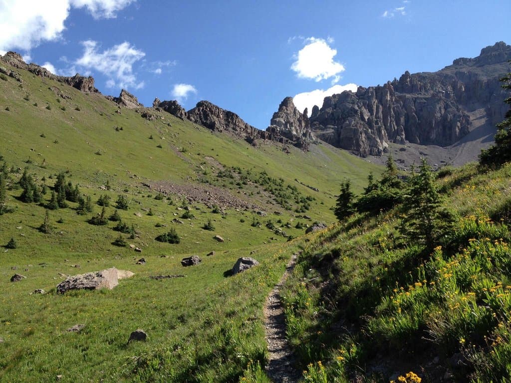 High point of the hike (12,220') is a passion the ridge at upper left.