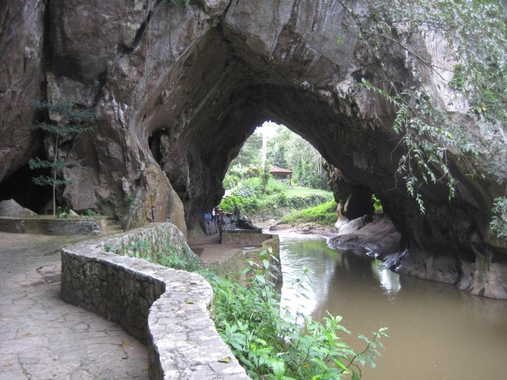 The San Diego River running through the cave