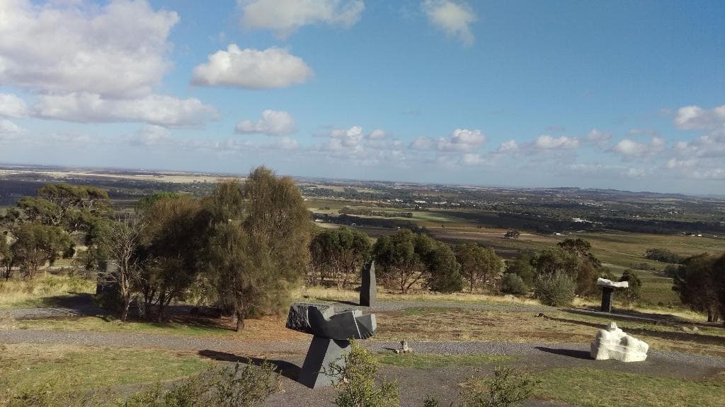 View over the sculpture park from the lookout