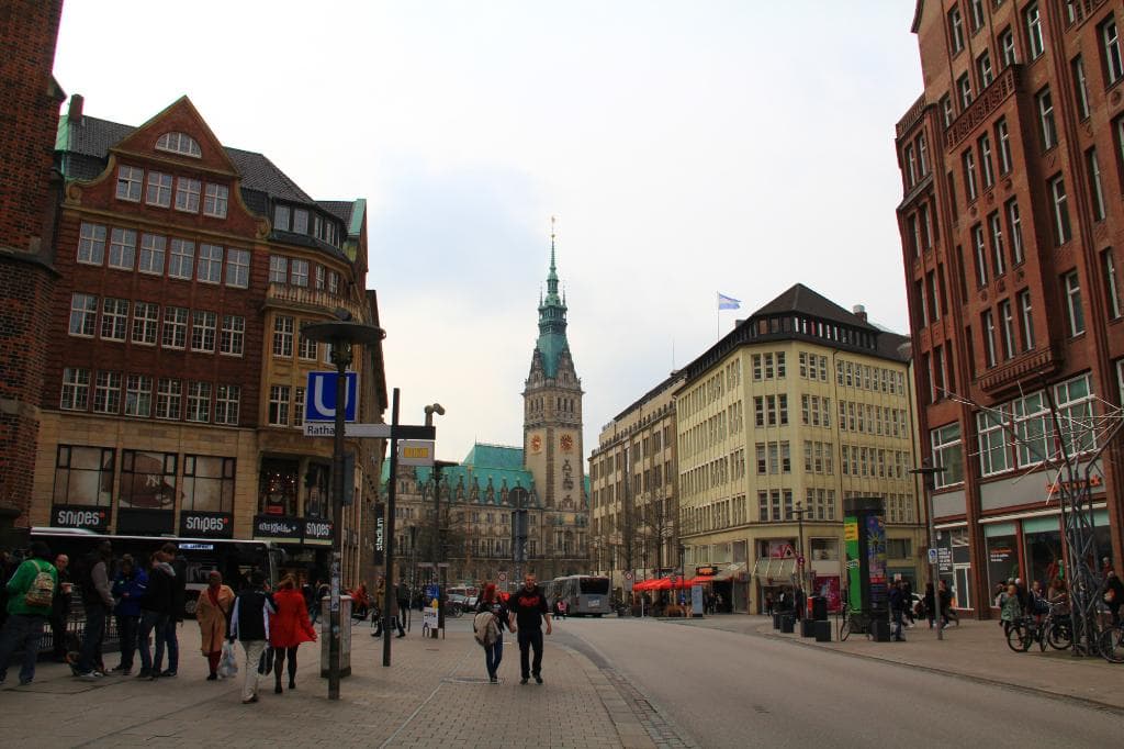 The final section of the street with the Rathaus in the background