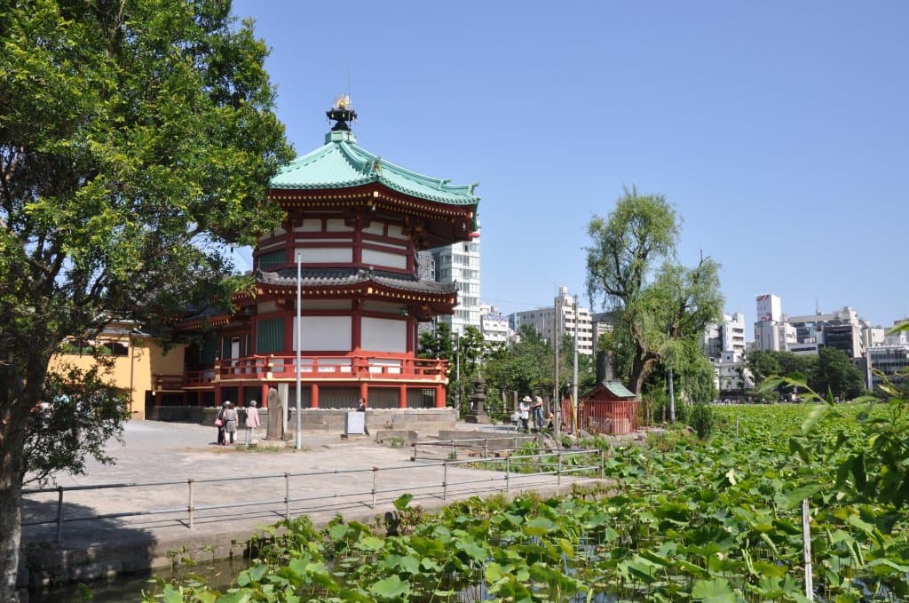 不忍池弁天堂/周囲は蓮で覆われていました