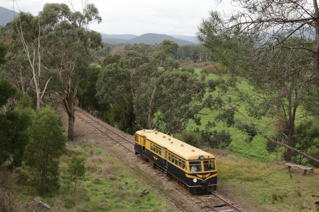 Beautiful Yarra Valley with its cute railcar