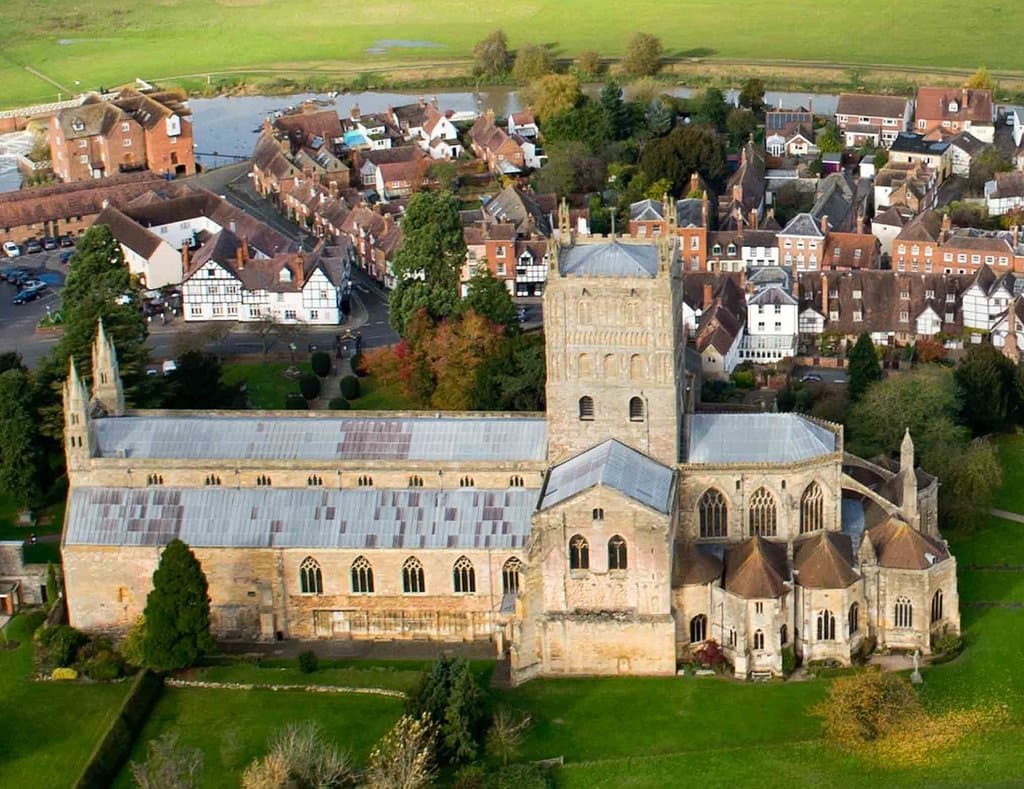 Tewkesbury Abbey seen from the air