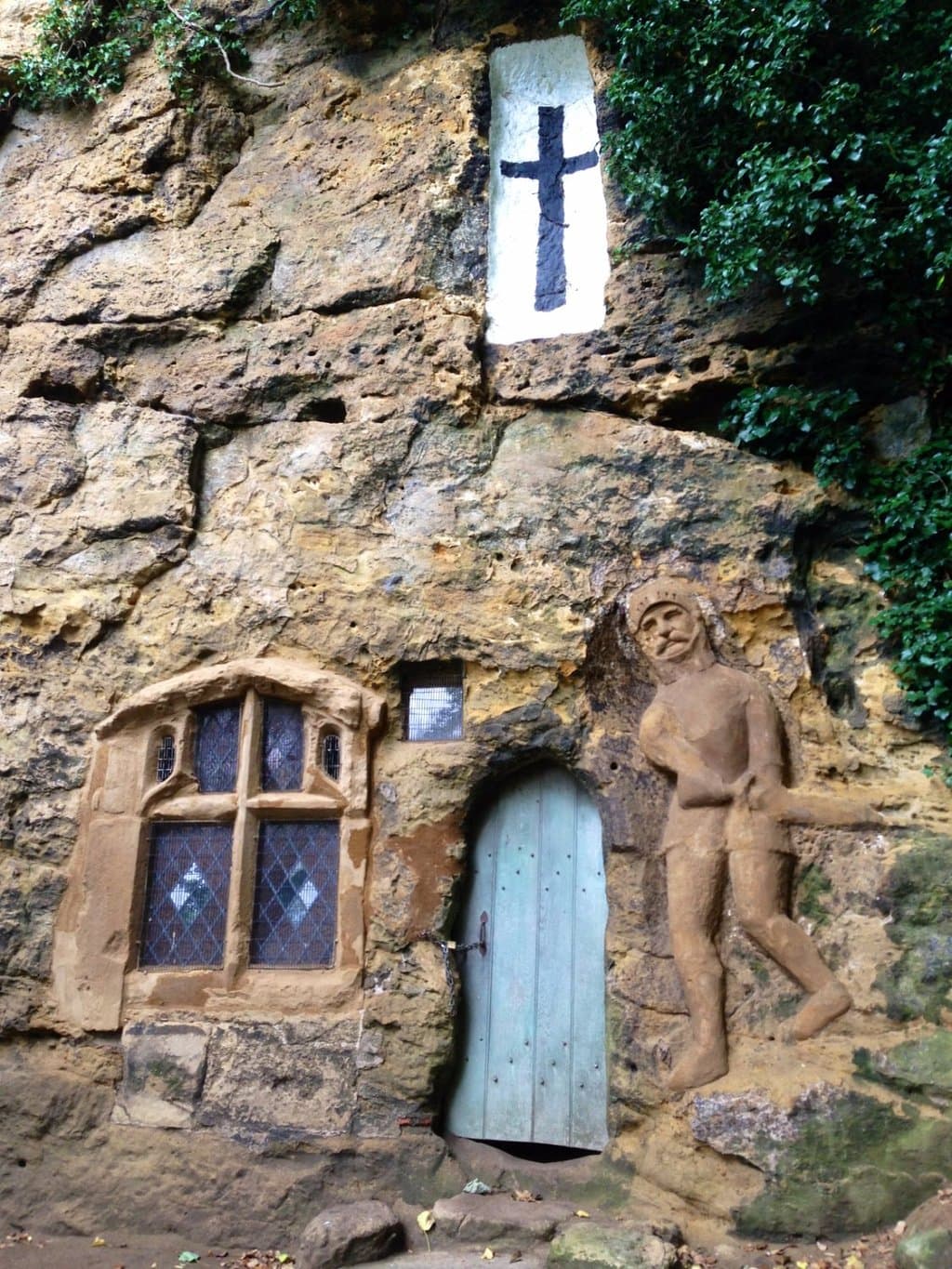 The entrance to the Chapel of Our Lady of the Crag, Knaresborough.