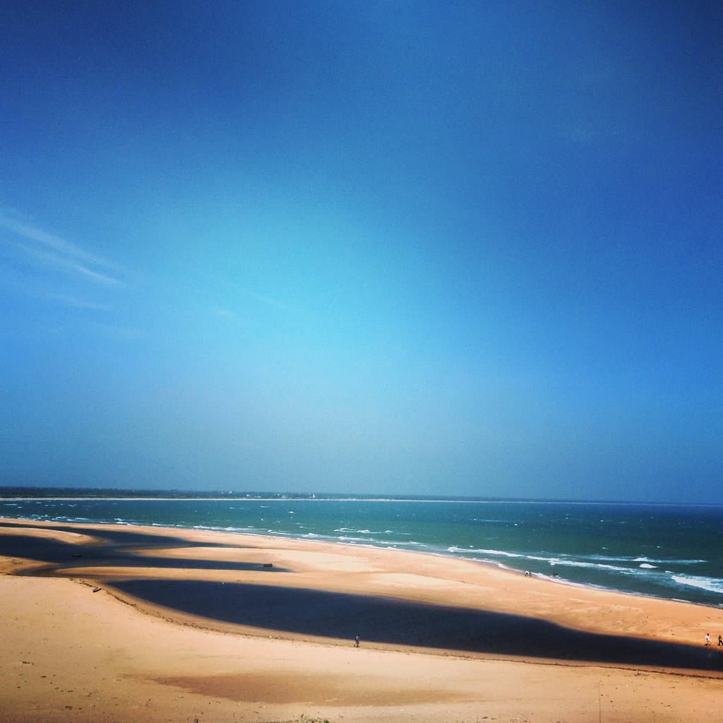 The view of the beach from the church.