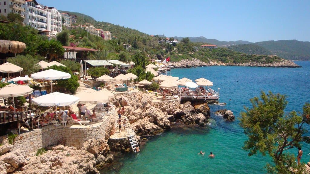 swimming out from small pebble beach