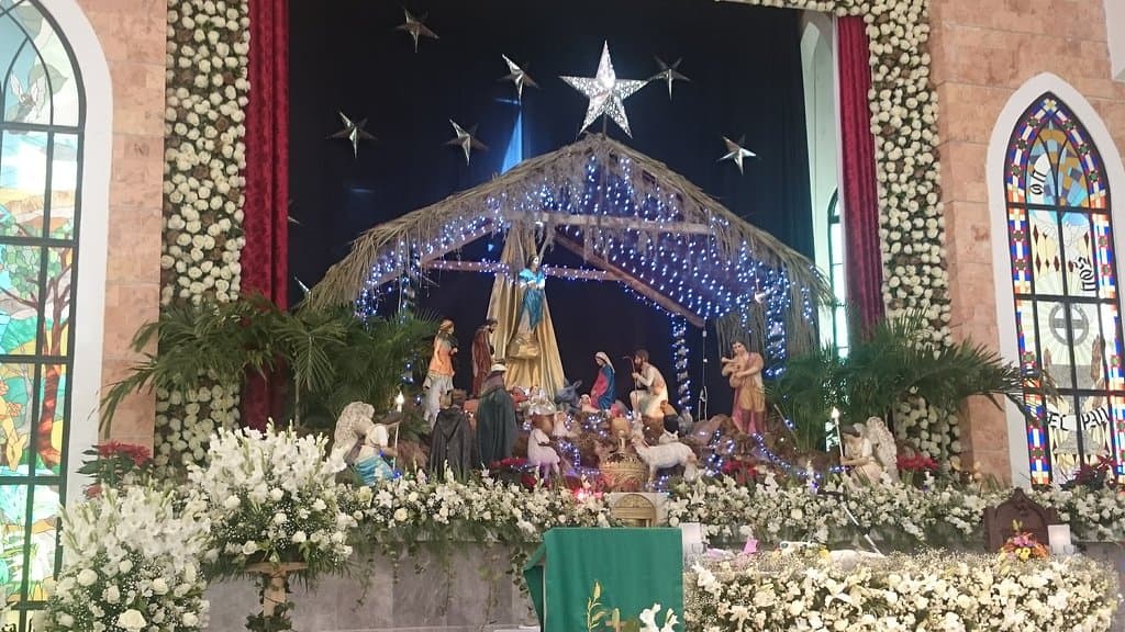 The navtity in the church.