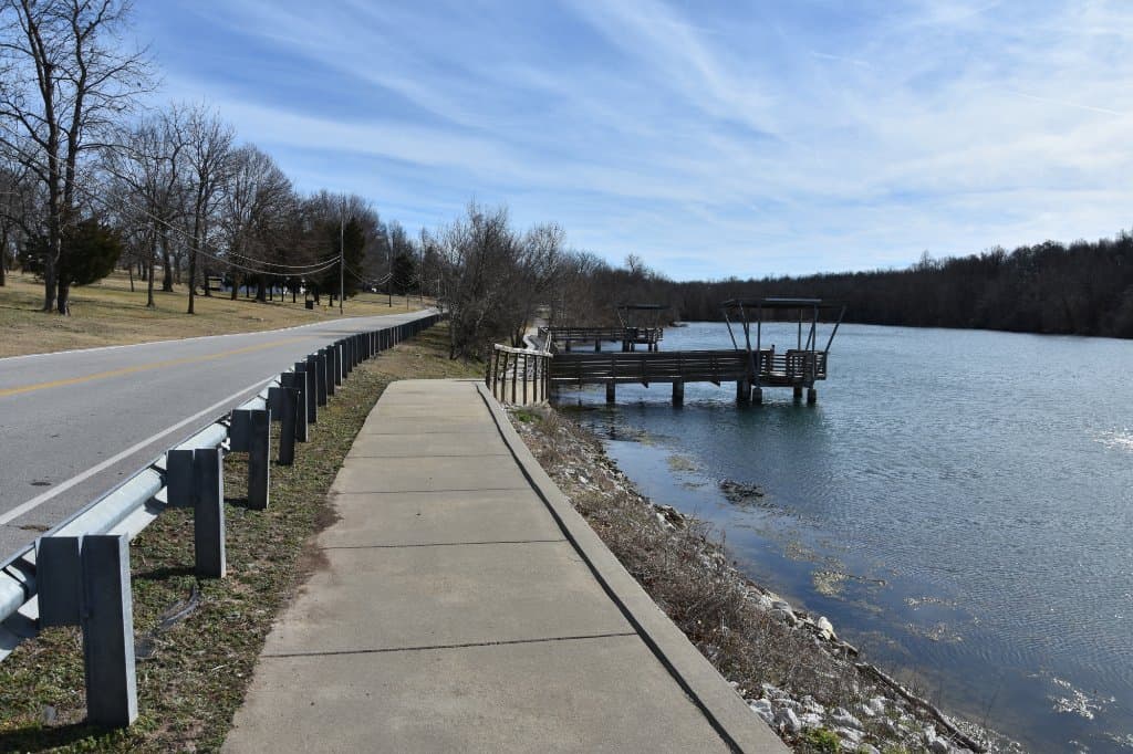 Walking along the pond and fishing pier.