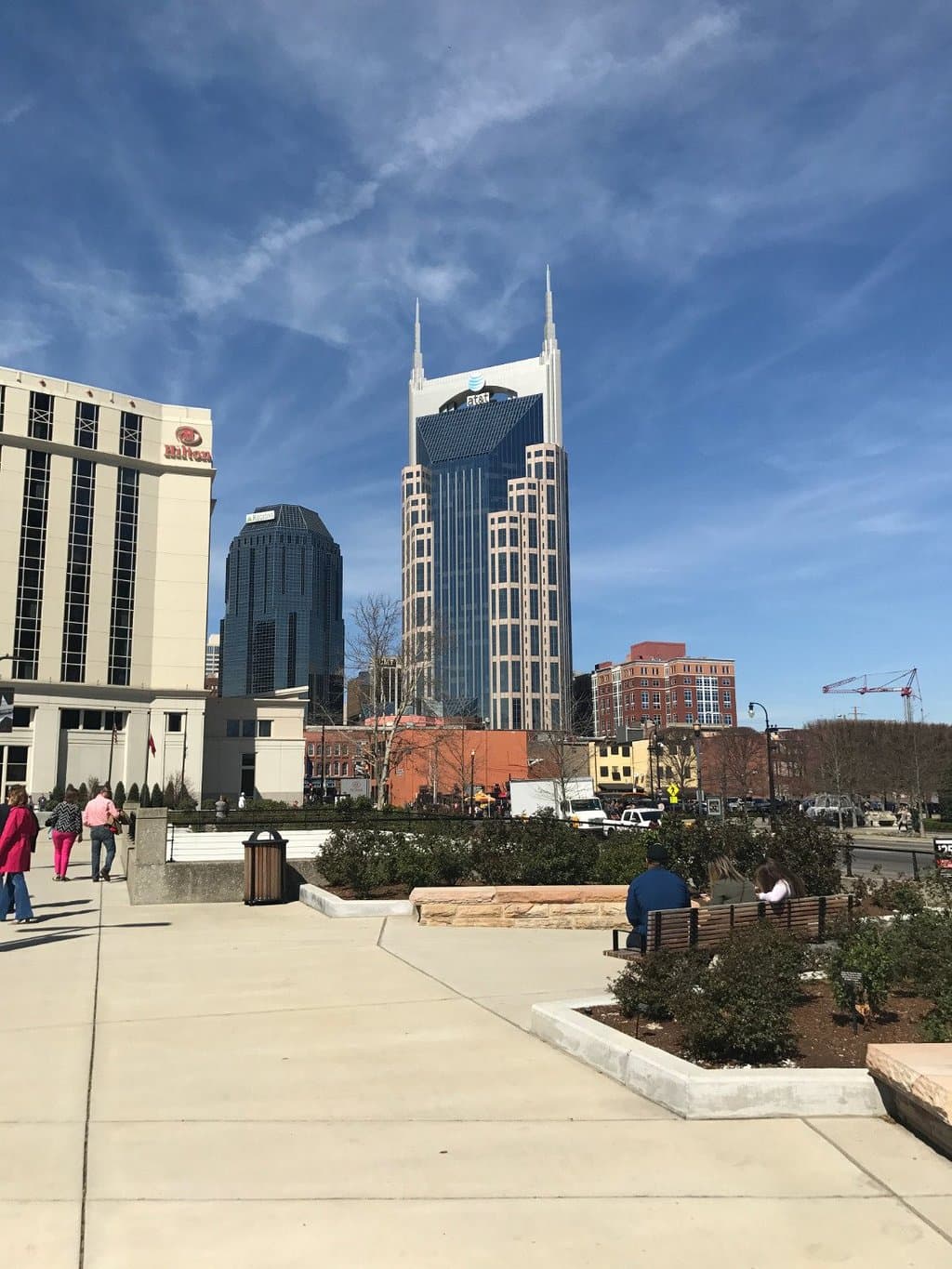 Batman building viewable from the park